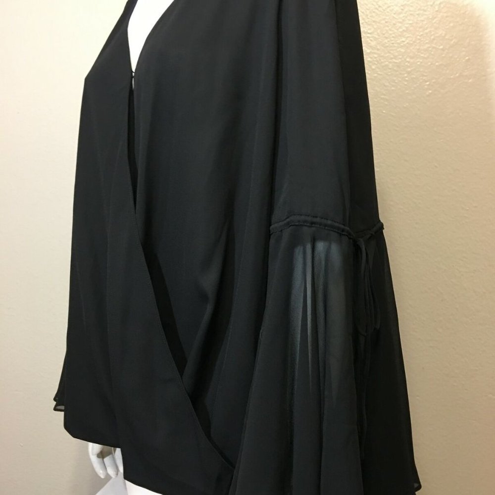 INC INTERNATIONAL CONCEPTS M Shirt Black Faux Wrap - Picture 5 of 8